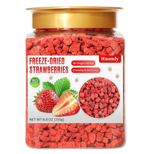 Haomly Freeze Dried Strawberries, 8.8oz/250g, 100% Natural Strawberry Chips,Dried Strawberries Bulk for Baking, Cooking, Flavorful,No Additives, No Sugar Added