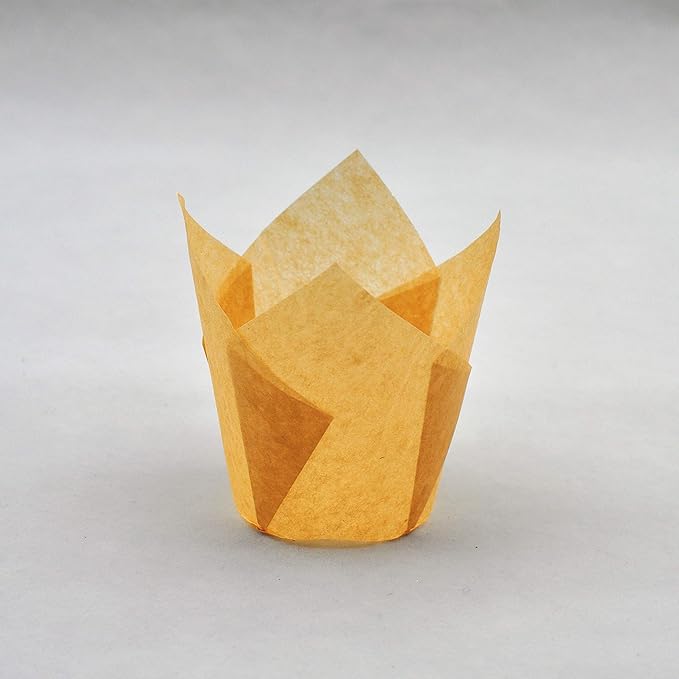Large Muffin Greaseproof paper Baking cupcake cups, 2-1/4" x 4" Natural Tulip Baking Cup Case of 125 pcs (Large size) (125)