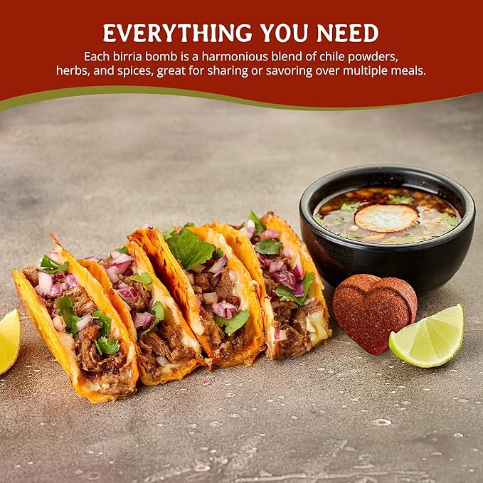 Just Add Luv Authentic Birria Spice Bomb Seasoning Medium (Picante) - Mexican Spice Mix w/Chiles Herbs Spices - Perfect for Tacos Quesadillas Enchiladas - No MSG, Easy to Use (1 Bag)