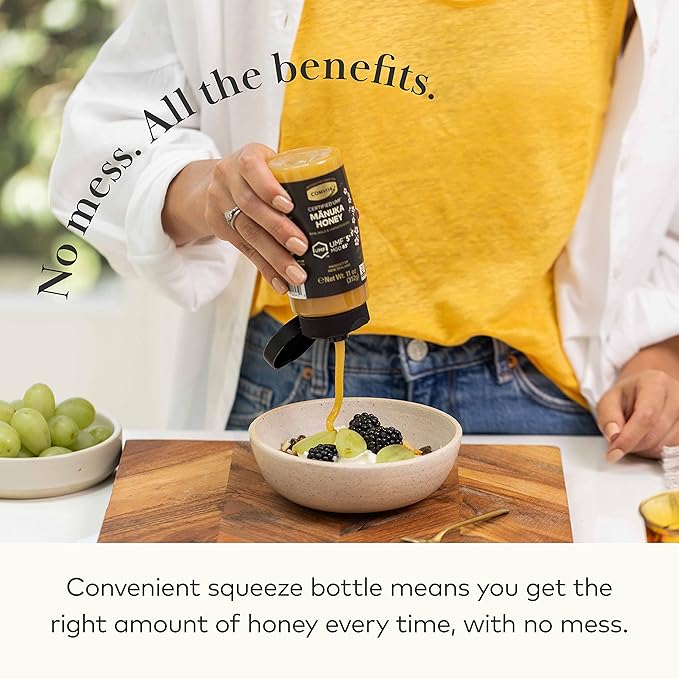 Comvita Multifloral Manuka Honey (MGO 50+) | New Zealand’s #1 Manuka Brand | Raw, Wild, Non-GMO | Delicious & Creamy Superfood for Daily Vitality | 11oz Squeeze Bottle