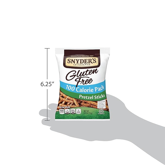Snyder's of Hanover Gluten Free Pretzel Sticks, 100 Calorie Individual Packs, 8 Ct (Pack of 2)
