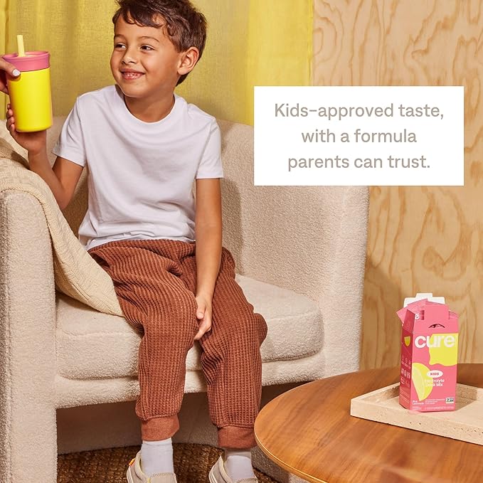 Cure Hydration Kids Electrolyte Drink Mix | Plant-Based Pediatrician Formulated Rehydration | No Added Sugar, FSA-HSA, Non-GMO, Gluten-Free, No Artificial Flavors | Box of 6 Packets - Pink Lemonade