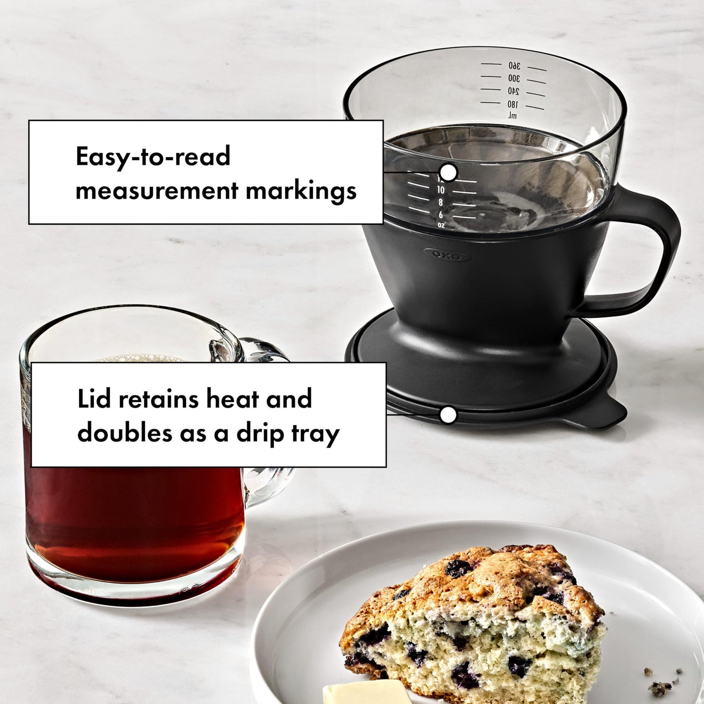 OXO Brew Pour Over Coffee Maker with Water Tank — Matte Black