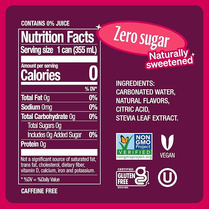 Zevia Zero Sugar Soda, Black Cherry, 16 oz Cans (12-Pack) ??Naturally Sweetened, Non-GMO Project Verified, Gluten-Free, Vegan