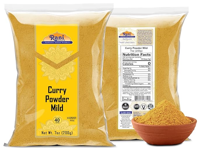 Rani Curry Powder Mild (10-Spice Authentic Indian Blend) 7oz (200g) ~ All Natural | Salt-Free | NO Chili or Peppers | Vegan | No Colors | Gluten Friendly | NON-GMO | Indian Origin