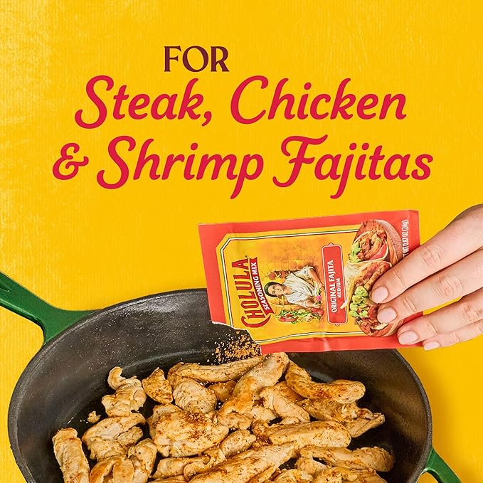 Cholula Seasoning Mix, Original Fajita, Medium Heat, For Chicken, Steak, Shrimp & Veggie Fajitas, 0.87 oz (Pack of 12)