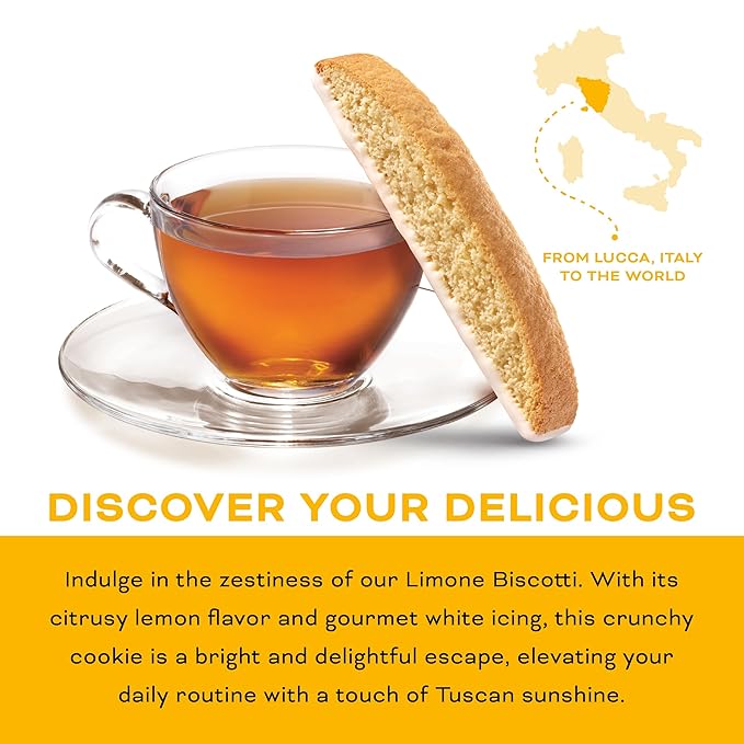 Nonni's Limone Lemon-Iced Biscotti Cookies ??Individually Wrapped Italian Tea-Time Snack, Crunchy Twice-Baked, 110 Cal Each, 21.5 oz Carton