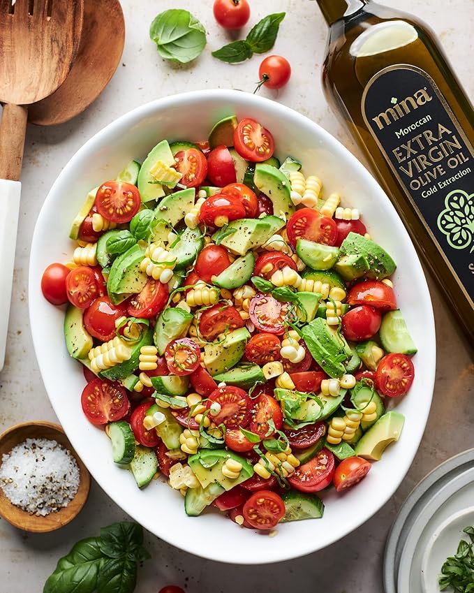 Mina Olive Oil Extra Virgin 16.9 Fl Oz, New Harvest, Polyphenol Rich Olive Oil for Cooking, Moroccan EVOO, Single Origin, Cold Extraction, Less than 0.2% Acidity, 500 ml