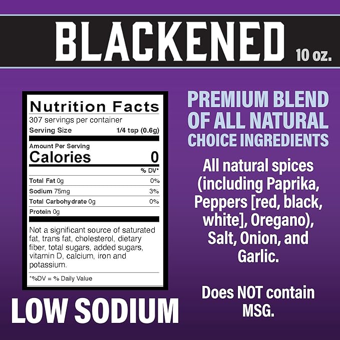 Blackened Seasoning 10 oz Shaker – Ideal for Grilling or Cooking Fish, Chicken, Pork, Steak, Vegetables, Burgers, Salmon, Soups & More – Adds Authentic Louisiana Flavor - By Cajun's Choice