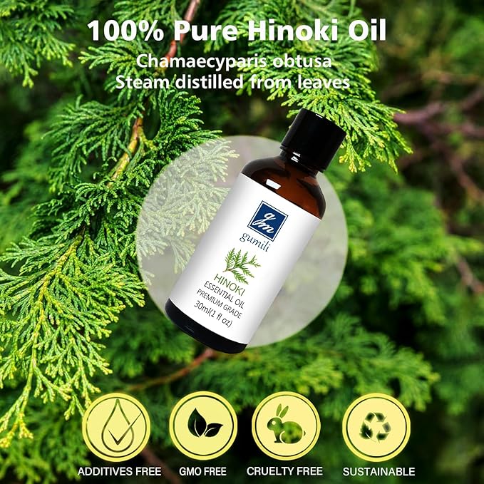 Hinoki Essential Oil 1 Oz ??100% Pure Natural Hinoki Oil for Diffuser, Skin, Hair, Massage & DIY, Refreshing Woodsy Aroma