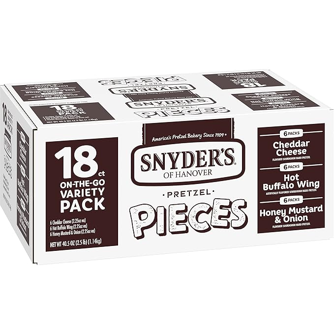 Snyder's of Hanover Pretzel Pieces, Variety Pack of Pretzels Individual Packs, 2.25 Oz, 18 Ct (Pack of 18)
