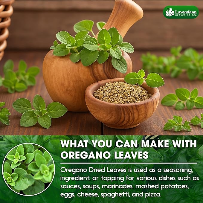 Lavendium, Premium 8 oz Dried Oregano Leaves ??100% Pure, Non-GMO, Gluten-Free, Vegan ??Aromatic Herb for Cooking, Seasoning, Sauces, and Pizza ??No Additives ??Resealable Bag