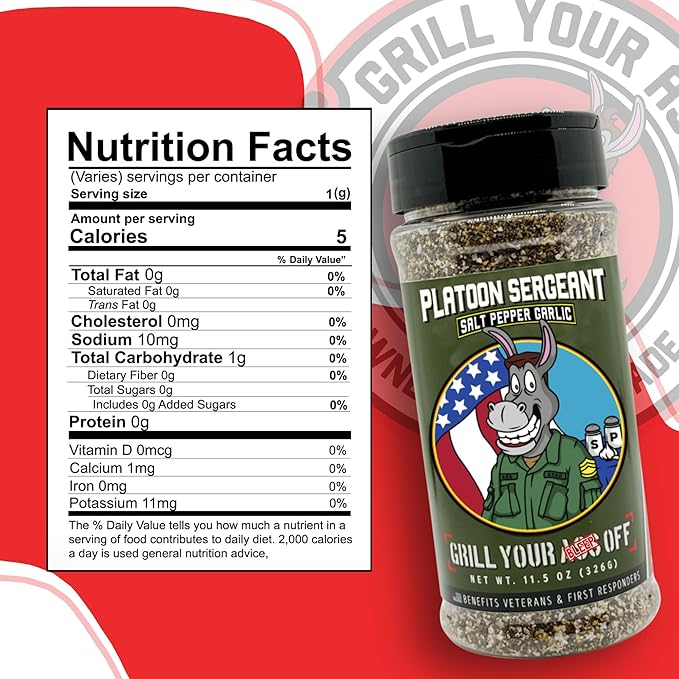GYAO PSG Salt Pepper Garlic Seasoning – All-Natural BBQ Seasoning for Steak, Burgers, Pork & Chicken – MSG & Gluten -USA Made & 100% Veteran Owned