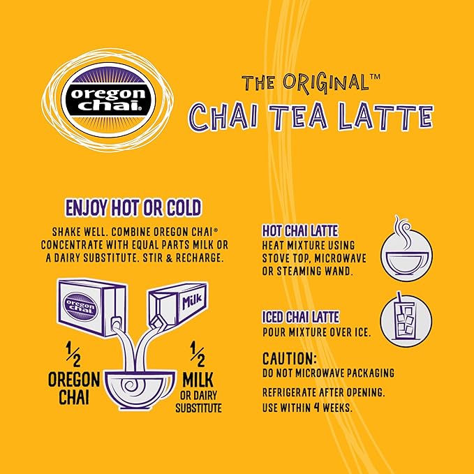 Oregon Chai Original Chai Concentrate 32 Fl Oz (Pack of 1) & DaVinci Gourmet Classic Vanilla Syrup 25.4 Fl Oz (Pack of 1) Vanilla Chai Tea Bundle Pack