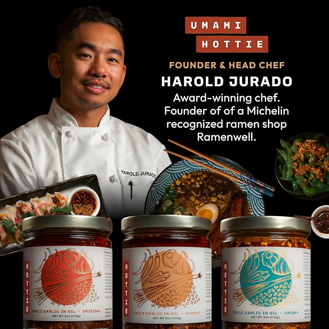 Umami Hottie Crispy Crunchy Chili - The Ultimate Crunchy Texture Topping For Sushi, Dumplings, Eggs, Salad, Dips & More! | Premium Chili Oil W/A Hint Of Sweetness and Spice | Vegan, Gluten-Free | 6 oz