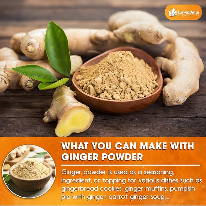 Lavendium, Premium 25oz (1.56 lbs) Ginger Powder ??Ground Ginger Root ??Pure, No Additives ??Ideal for Cooking, Baking, Smoothies, and Spice Blends. No Sugar, No Caffeine, No Gluten, Vegan