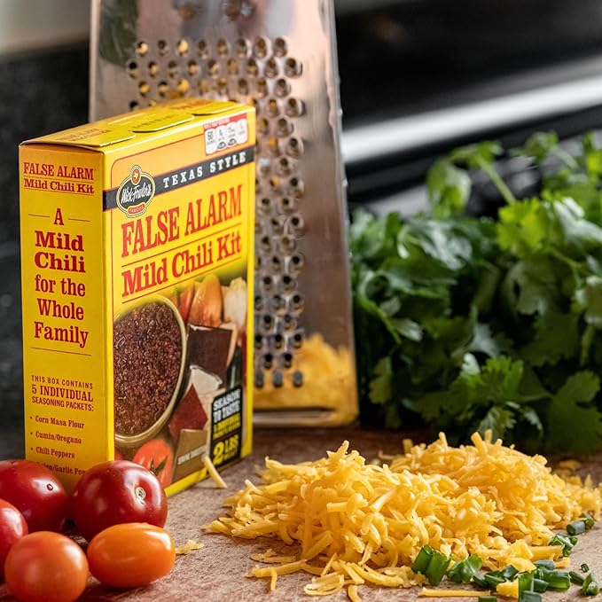 Wick Fowler's False Alarm Mild Chili Kit, Texas Style Chili Seasoning Mix with Individual Packs of Spices, 2.8oz Box (Pack of 1)