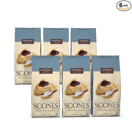 English Scone Mix, Original Flavor by Sticky Fingers Bakeries ??Easy to Make English Scones Fresh Baked, Makes 12 Scones (6pk)