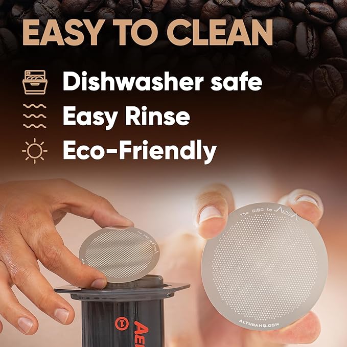 ALTURA The DISC Stainless Steel Filter for AeroPress Coffee Makers ??Reusable Metal Filter Replacement for Rich Flavor, Travel, and Eco-Friendly Brewing