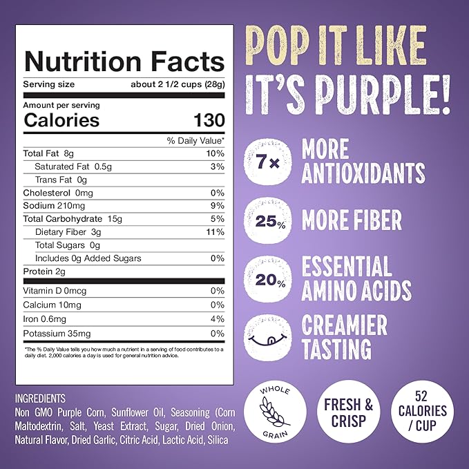 Purplesful Purple Corn Popcorn, Silkier, Creamier & Healthy Popcorn, Vegan-Friendly, Non-GMO, Flavorful Popped Corn Gourmet Snack, Jalapeno Cheddar, Big Bulk Pack - 4.8 Oz Per Pack (Pack of 3)