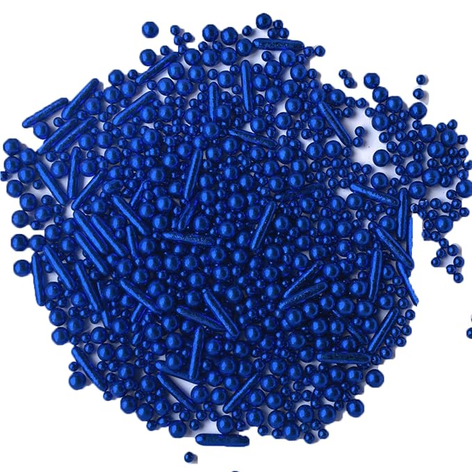 Sprinkles Blue Pearl Sugar Candy Mix Size Baking Cake Decorations Cupcake Toppers Celebrations Shaker Jar Wedding Shower Party (120g/4.2oz竊?"<div>