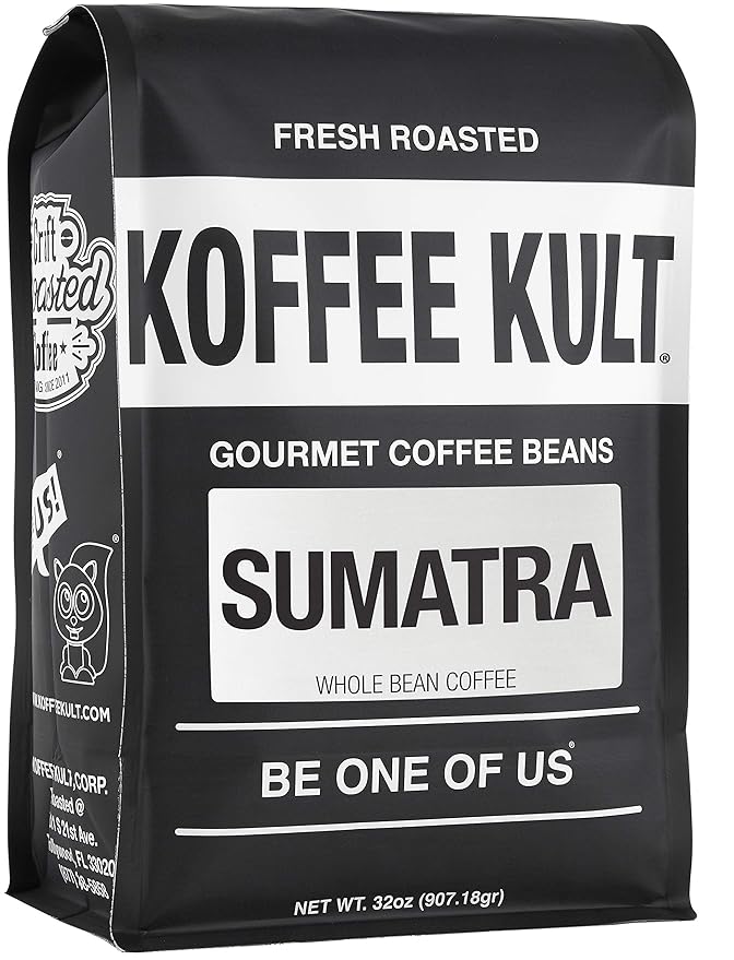 Koffee Kult Sumatra Coffee Beans Dark Roast - Indonesian Fresh Roasted Coffee Beans(Whole Bean, 32oz)
