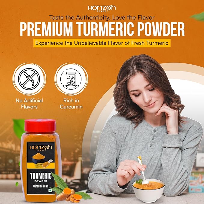 Horizon Foods Premium Red Chili Powder - 200g Indian Spice Blend for Tikka Masala Sauce, Mexican Oregano & Mixed Vegetables. Perfect Seasoning with Guajillo Chiles & Ancho Chili Flakes in Your Indian Spice Box (200g, Turmeric Powder)