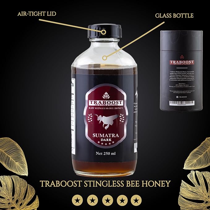 Traboost Stinglees Bee Honey from Sumatra Indonesia DARK | 250 ML