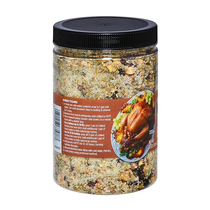 Orrington Farms Turkey Brine Mix | Savory Blend of Sea Salt, Cranberries, Sage, Juniper Berries & More | Brine Turkeys up to 25 Pounds | No Artificial Flavors or Colors | Gluten Free | 22 oz Jar