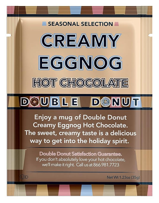 Double Donut Creamy Eggnog Hot Chocolate Mix Packets, Flavored Eggnog Hot Cocoa Mix, 128 Count
