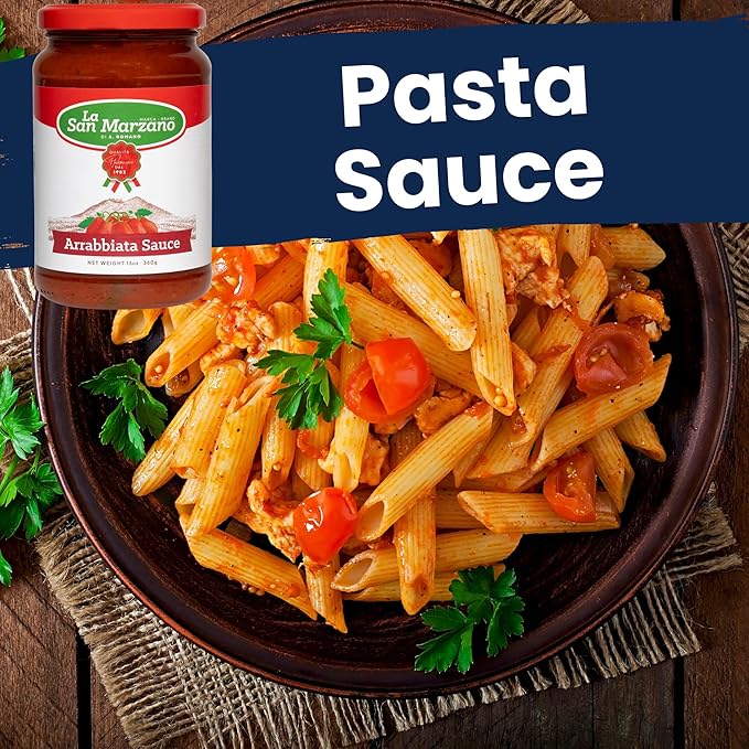 La San Marzano Arrabiata Sauce, 13 oz, Pasta Sauce Made in Italy, All Purpose Tomato Premium Quality, All Natural, Mediterranean Diet, Non GMO, Vegan, Gluten Free