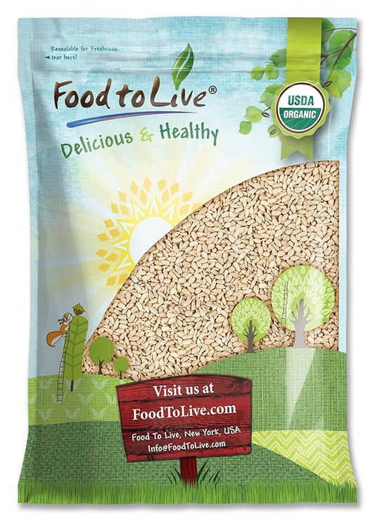 Food to Live Organic Sunflower Seeds, 5 Pounds Hulled, Raw, Non-GMO, Dried Kernels, Unsalted, Kosher, Vegan, Keto, Paleo, Sirtfood, Bulk, Good Source of Protein