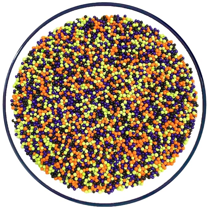 Sentovac Halloween Nonpareils Sprinkles Edible 2mm Mini Peals Sprinkle for Cake Decorating Sugar Candy Cookie Cupcake Topper Baking Decorations Thankgiving Halloween Supplies
