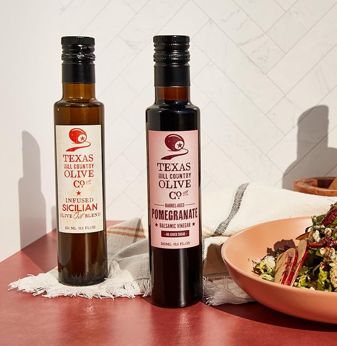 Texas Hill Country Olive Co Sicilian Infused Olive Oil - Cold Pressed Gourmet EVOO Olive Oil - Great for Dressing Dipping Marinade - No Artificial Flavors or Added Sugar - Made in Texas (16.9 Fl Oz)