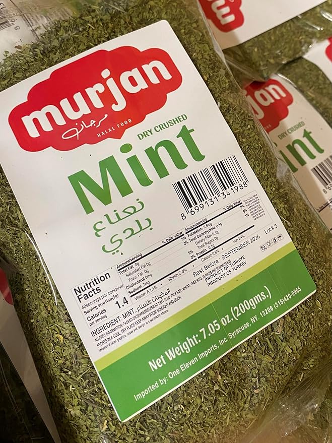 Murjan, Extra cleanPremium Dry Crushed Turkish Mint Leaves 7 oz Dried Mint Leaf, 7 Ounces