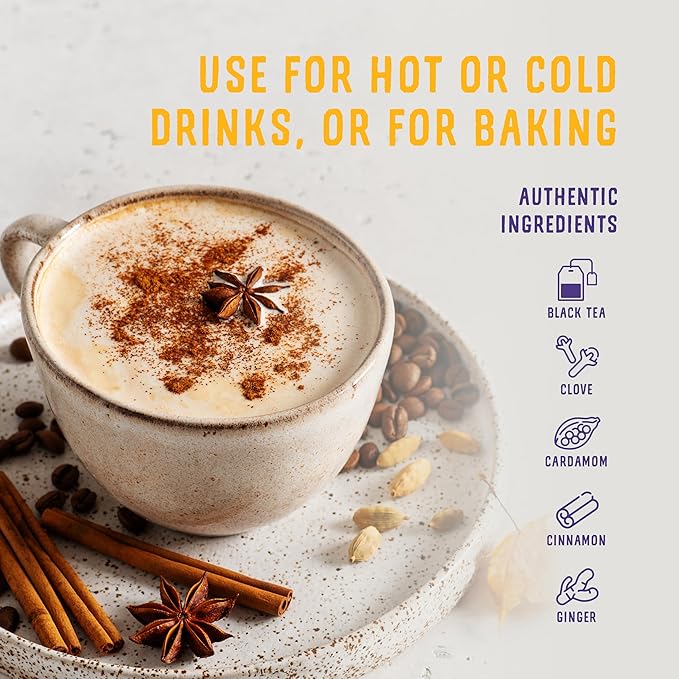 Oregon Chai Tea Concentrate Variety Pack with 4 Flavors: Original Chai, Spiced Chai, Vanilla Chai, Salted Caramel Chai - 32 Fl Oz (Pack of 4)