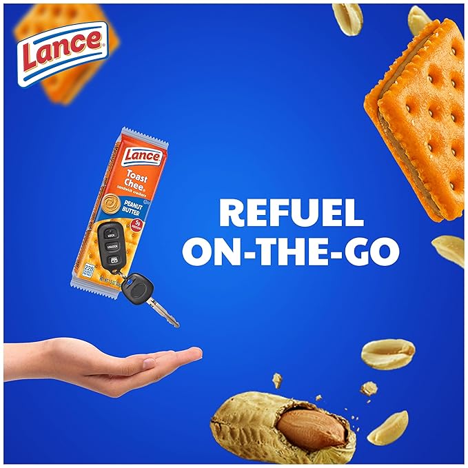Lance Sandwich Crackers, ToastChee Peanut Butter, 10 Individual Packs, 6 Sandwiches Each