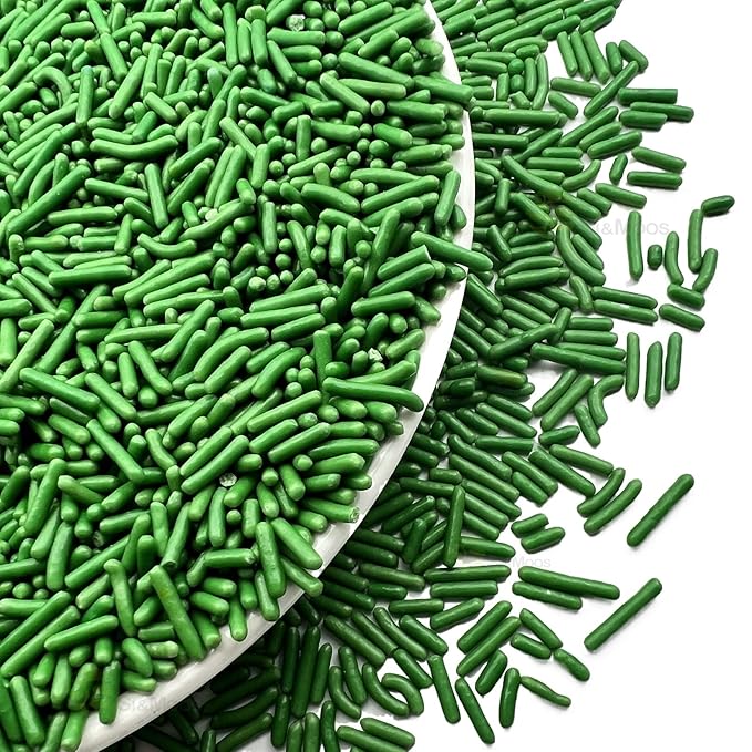 SE Si&Moos Green Sprinkles Edible Green Jimmies Soft Jimmy Sprinkles Halloween Cake Decorations Christmas Cookie Decorations for Topping Ice Cream, Cookies, Cakes, Cupcakes, Dessert Decorating 2.75 OZ
