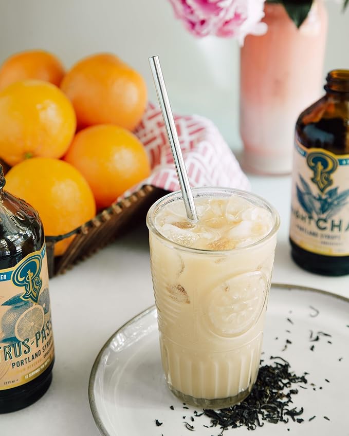 Portland Syrups Bright Chai Syrup - Coffee, Cocktails, Mocktails & Sodas - Premium Concentrate - Orange Pekoe, Ginger, Cinnamon, Cloves & Cardamom - Organic Cane Sugar - 12 oz, 12 Servings (Pack of 1)
