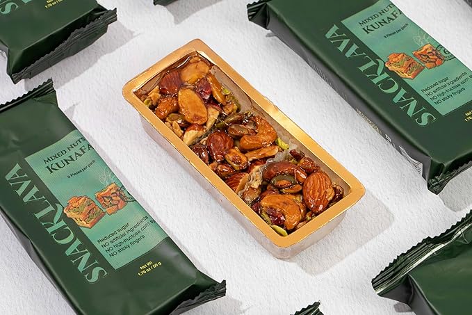 Snacklava Kunafa Mixed Nuts - 6 Pack (3 Pieces per Pack) - No Artificial Ingredients, Colors or Preservatives