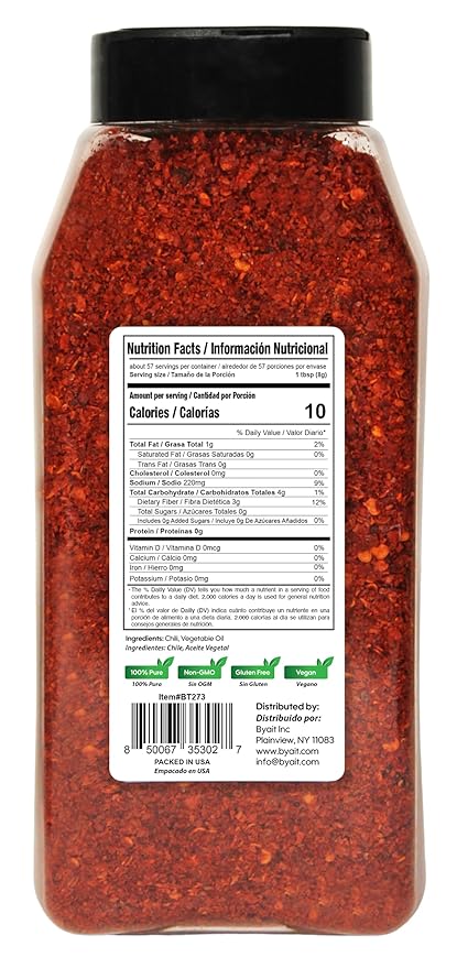 Byait Gochugaru Korean Chili Flakes 16 Oz (1 LB), Medium Hot, 100% Pure Red Chili Pepper Flakes for Authentic Korean Cooking, Kimchi, Chili Oil, and Seasoning