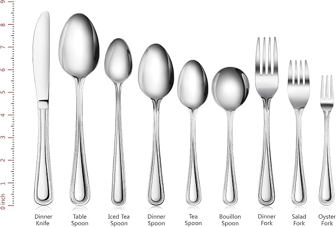 New Star Foodservice Bead Pattern, Stainless Steel, 36-Piece Flatware Set
