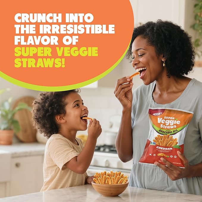 Jackson???Super Veggie Straws Variety Pack (5 oz, Pack of 6) ??Ranch, Cheddar, Sea Salt ??Gluten Free, Made with Premium Avocado Oil, Veggie Chips, Snack Variety Pack, Veggie Straws Individual Bags