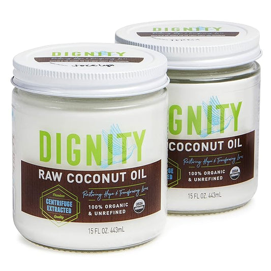 Raw Organic Coconut Oil for Skin, Hair & Cooking - Unrefined, Centrifuge-Extracted, Fair Trade Verified, Non-GMO, Virgin Coconut Oil - Beauty & Health Essentials (15 fl oz, Pack of 2)