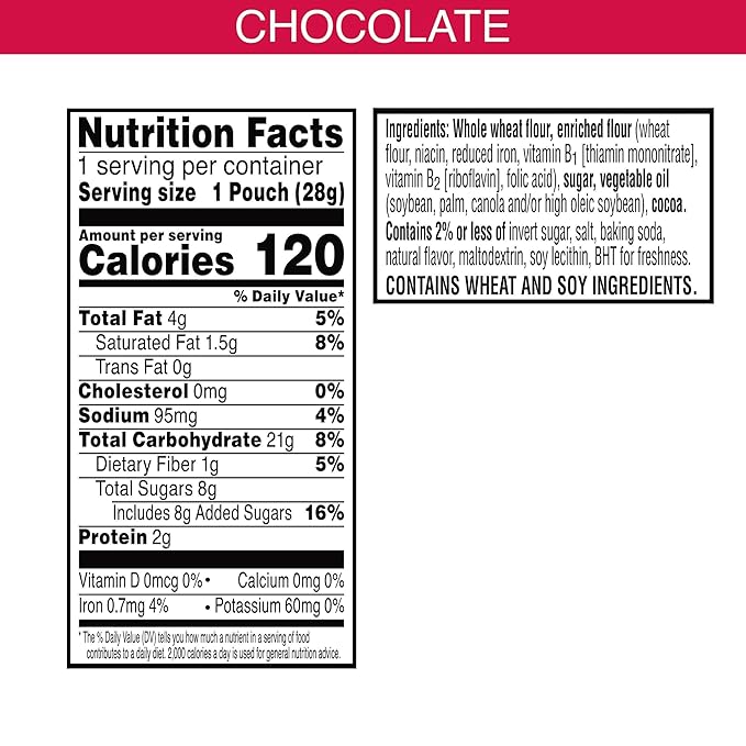 Kellogg's SCOOBY-DOO! Baked Graham Cracker Snacks, Lunch Snacks, Snack Crackers, Chocolate (40 Pouches)