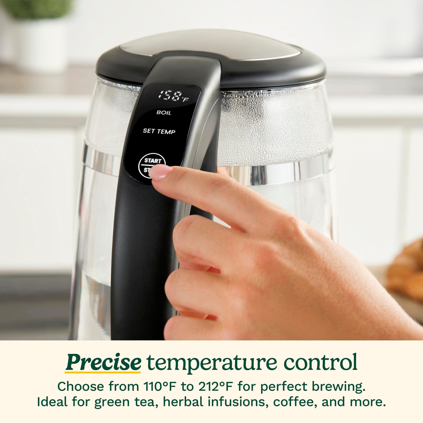 Cuisinart 1.7L Glass Variable Temperature Control Electric Kettle 110°F–212°F with Touchscreen