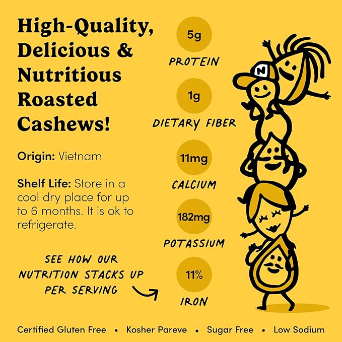 Nuts.com ??Roasted Cashews (Lightly Salted) ??Creamy & Savory Flavor, Healthy Snack for Adults & Kids, Good Source of Protein, Fiber, Calcium, Iron & Healthy Fats ??Vegan & Gluten-Free ??2 Lb Bag