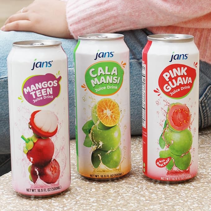 Jans Golden Lime Juice Calamansi Drink (16.9 oz Cans, 12-Pack) ??Philippine Kalamansi Citrus Beverage ??Natural Lemoncito Yuzu Style Lime Drink, Lemon, Orange, Tangerine, Citrus Substitute | From Pure Calamansi Extract