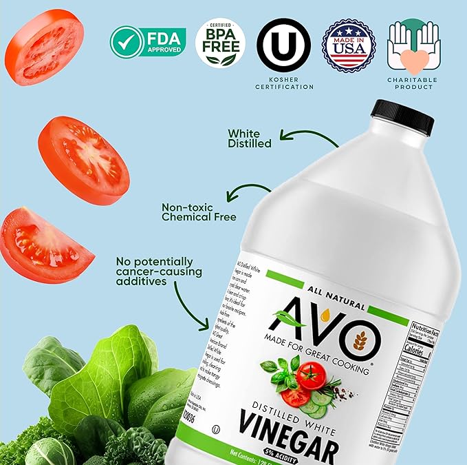 AVO 1 Gallon (128 oz) Pure Natural Distilled White Vinegar - 5% Acidity