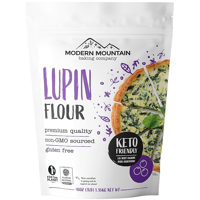 Lupin Flour (3 lb) Low-Carb Flour, 1g Net Carbs Per Serving, Improve Keto-Friendly Baked Goods, High in Protein and Fiber, Keto, Gluten-Free, Non-GMO Sourced